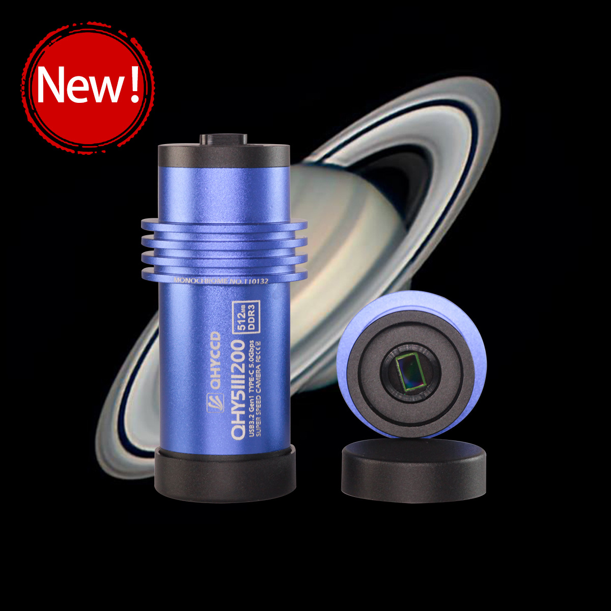 QHY5III678M/C is a new planetary and guiding camera of the 2nd generation of QHY5III series, the upgraded version of QHY5III178M/C, with excellent near-infrared high sensitivity.  The product comes with filters including the IR850 filter.