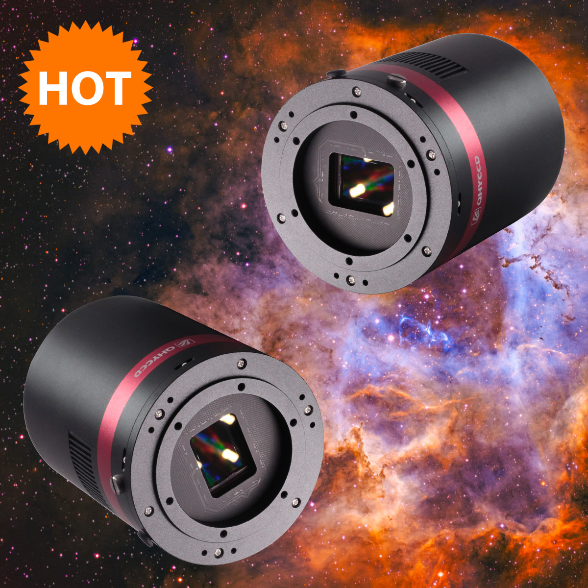 QHY268M & QHY268C Astronomy Cooled Camera has great fullwell up to 75ke- and supports mutiple readout modes. Sony IMX571 CMOS, BSI, Native 16bit A/D.