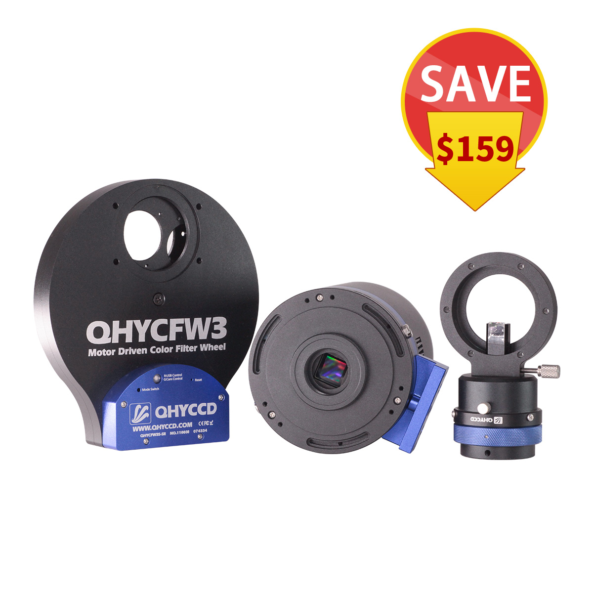 Here are the combo we recommend for the QHYCCD Astronomy Camera QHY533. Compared with purchasing them seperately, you can get a discount about 10% off for the combo!